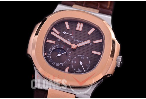 PP-5712-108 PF Nautilus 5712 Date/Moon Phase Power Reserve SS/RG/LE Brown Asian Customized Calibre 320