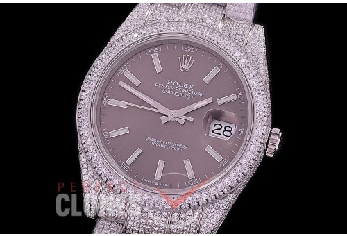 0 0 R41DJS-013 BP 904L Steel 126334 Diam/Oyster SS/SS/Diam Dark Rhodium Grey Sticks Asian 2824