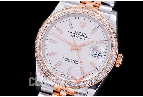 R36DJTR-541Y BP Datejust 36 126231 SS/RG Diam/Jubilee 2021 White Fluted Sticks A-2824