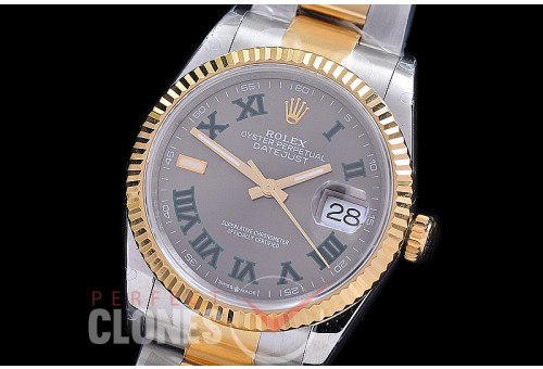 R36DJT-581 BP Datejust 36 126233 SS/YG Fluted/Oyster 2021 Grey/Green Roman A-2824