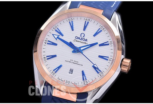 OMAT41-913R Aqua Terra Date Automtaic SS/RG/RU White/Blue A-2813 