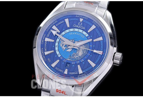 OMAT41-952 Aqua Terra Date Automtaic SS/SS Blue Globe A-2813 