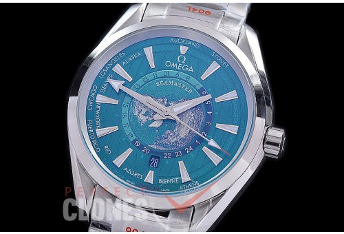 OMAT41-953 Aqua Terra Date Automtaic SS/SS Green Globe A-2813 
