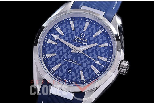 OMAT41-908R Aqua Terra Date Automtaic SS/RU Blue Checkered A-2813 
