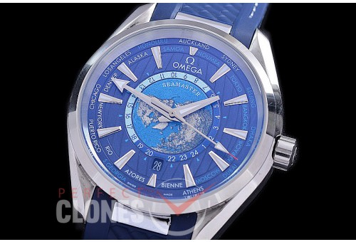 OMAT41-952R Aqua Terra Date Automtaic SS/RU Blue Globe A-2813 