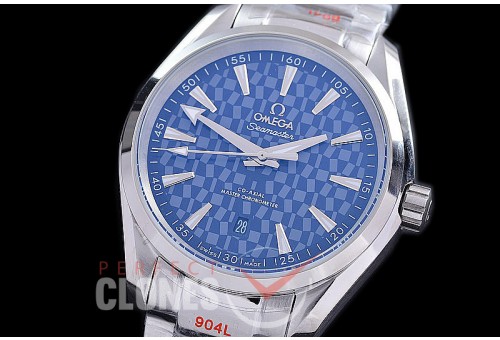 OMAT41-908 Aqua Terra Date Automtaic SS/SS Blue Checkered A-2813 