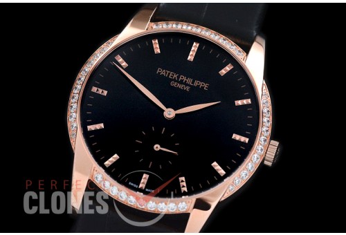 PP-7122-107D Calatrava 7122 RG/LE Black Asian Customs H/W Mod Calibre 215 