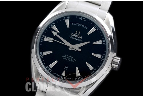 0 0 OMAT41DD-202 Aqua Terra Day/Date Automtaic SS/SS Black A-2836/8602 Mod