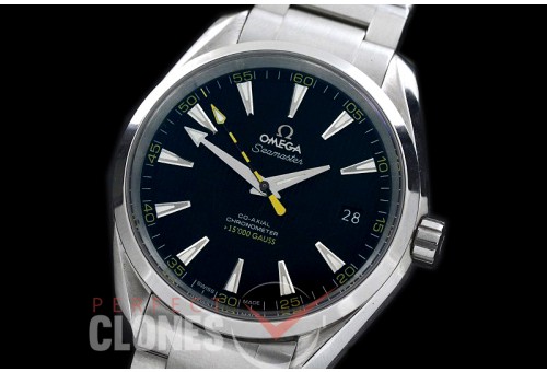 0 0 OMAT41-103 Aqua Terra Date Automtaic SS/SS Black/Yellow A-2824/8500 Mod