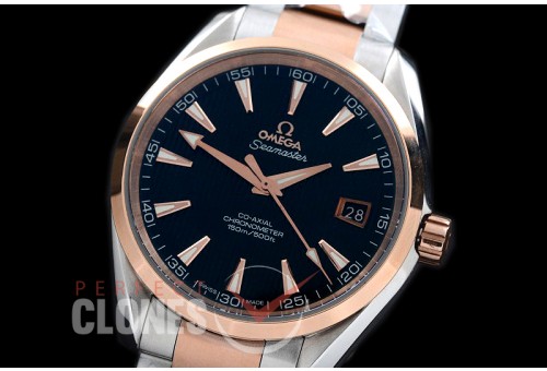 0 0 OMAT41-112 Aqua Terra Date Automtaic SS/RG Black A-2824/8500 Mod