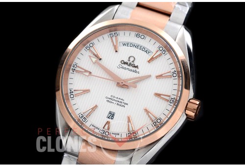 0 0 OMAT41DD-211 Aqua Terra Day/Date Automtaic SS/RG White A-2836/8602 Mod