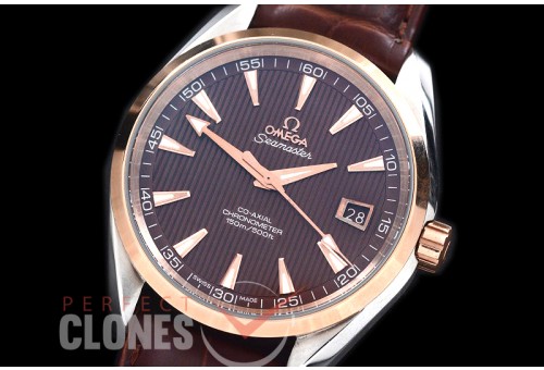 0 0 OMAT41-113L Aqua Terra Date Automtaic SS/RG/LE Brown A-2824/8500 Mod