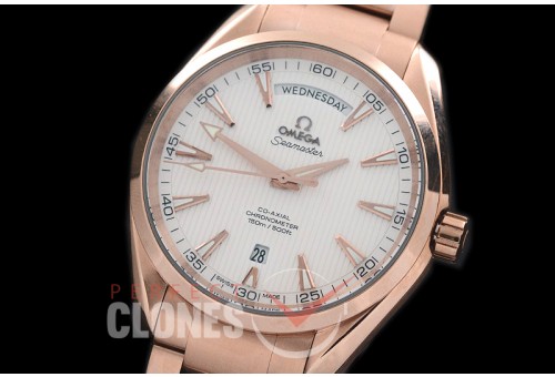 0 0 OMAT41DD-221 Aqua Terra Day/Date Automtaic RG/RG White A-2824/8602 Mod