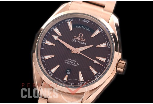 0 0 OMAT41DD-223 Aqua Terra Day/Date Automtaic RG/RG Brown A-2836/8602 Mod