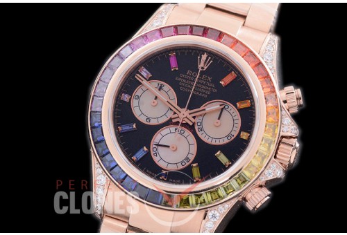 RLDUB00003 Daytona Everose Rainbow 116595 RBOW RG/RG Rose Gold Black A7750