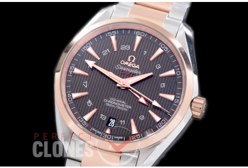 OMAT41-085 XF Aqua Terra GMT Automtaic SS/RG Brown VS Cal 8605 Superclone
