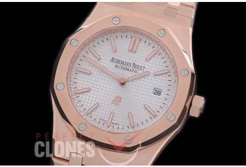 AP15202-141 Royal Oak Jumbo Automatic 15202 RG/RG White Asian 2813 