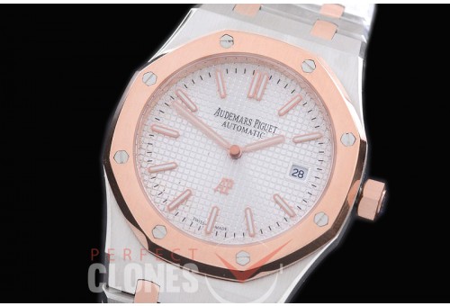 AP15202-121 Royal Oak Jumbo Automatic 15202 SS/RG White Asian 2813 