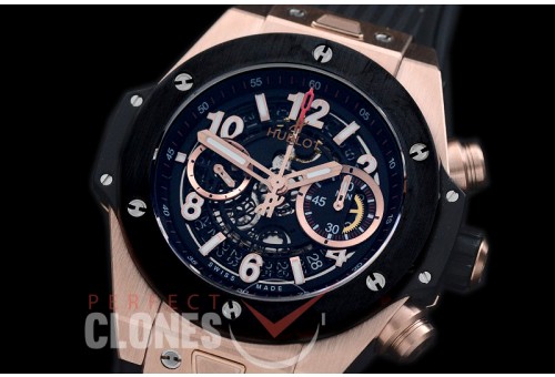 HB45-022C Big Bang Unico RG/CER/RU Black Skeleton Asian 7750 28800 