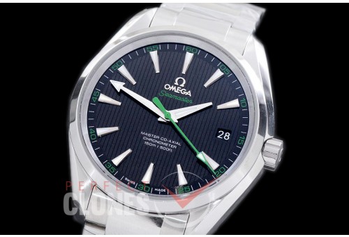 OMAT41-004 XF/VSF Aqua Terra Date Automtaic SS/SS Black/Green Golf VS Cal 8500 Superclone