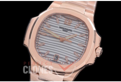 PP-7118-106 Nautilus Ladies 7118 RG/RG White Miyota 9015 Modified Calibre 324SC