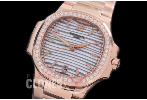 PP-7118-106D Nautilus Ladies 7118 RG/RG White Miyota 9015 Modified Calibre 324SC