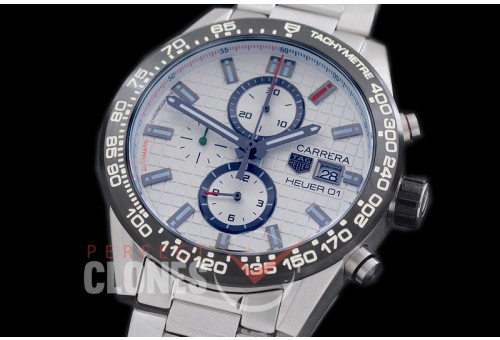 TGCH1-151S Carrera Heuer-01 Chronograph SS/SS White Jap OS 10 Quartz 