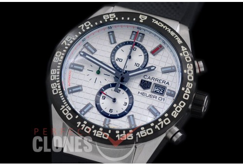 TGCH1-151R Carrera Heuer-01 Chronograph SS/RU White Jap OS 10 Quartz 