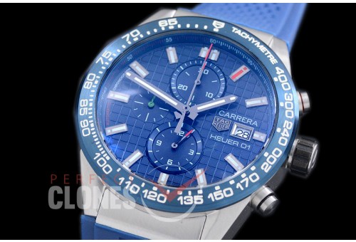 TGCH1-153R Carrera Heuer-01 Chronograph SS/RU Blue Jap OS 10 Quartz 