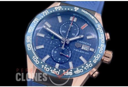 TGCH1-158R Carrera Heuer-01 Chronograph RG/RU Blue Jap OS 10 Quartz 
