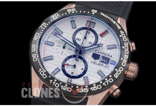 TGCH1-156R Carrera Heuer-01 Chronograph RG/RU White Jap OS 10 Quartz 