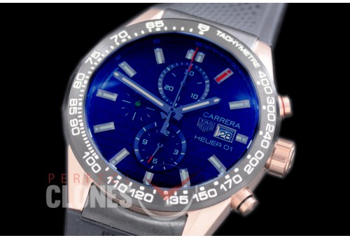 TGCH1-157R-1 Carrera Heuer-01 Chronograph RG/RU Black Jap OS 10 Quartz 