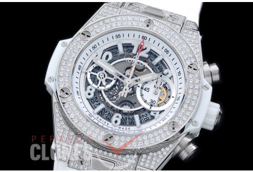 HB45-013F Big Bang Unico SS/DIAM/RU White Skeleton Asian 7750 28800 