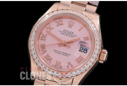 R28DJR-625D 279135RBR Datejust Ladies 28mm Fluted/President RG/RG Rose Roman ETA 2671