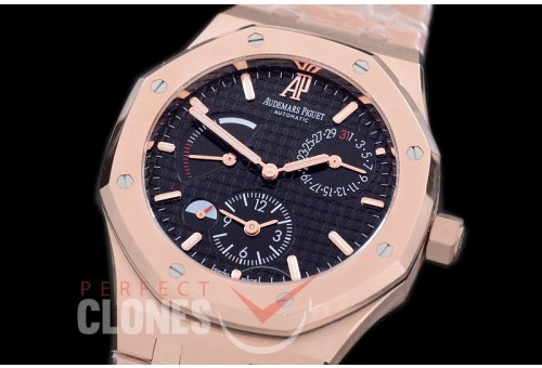 AP26120-107 Royal Oak Dual Time RG/RG Black Asian Clone Calibre 2329