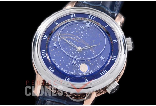 0 PPSM00057 5102 Sky Moon Celestial Automatic SS/RG/LE Blue Asian Custoomized 
