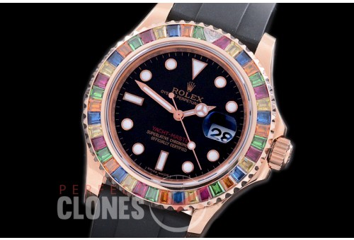 RYMENR00972 GMF 904L Steel YM 116695SATS Everose/Gem Set Rainbow Bez Men RG/RU Black SA 3135