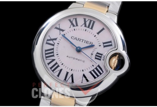 0 0 CARBA-33-212S V6F Ballon de Cartier Midsize 33 SS/YG MOP Pink Miyota NL05 Mod to Cali 076