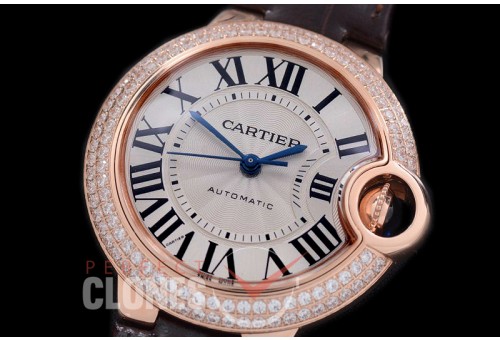 0 0 CARBA-33-231LD V6F Ballon de Cartier Midsize 33 RG/LE White Miyota NL05 Mod to Cali 076