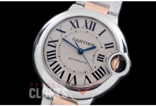 0 0 CARBA-33-216S V6F Ballon de Cartier Midsize 33 SS/RG White Miyota NL05 Mod to Cali 076
