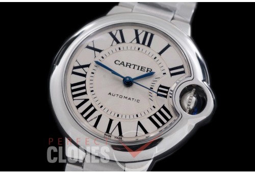 0 0 CARBA-33-201S V6F Ballon de Cartier Midsize 33 SS/SS White Miyota NL05 Mod to Cali 076