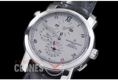 0 0 0 0 0 VCM-DRG-101 Malte Duo Time Regulatuer SS/LE White Asian Customized Calibre 1206 Movt - Full Functions 