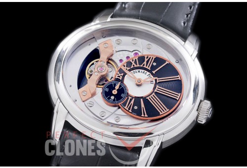 AP15350-109 Millinery 4102 SS/LE Black-White/Rose Gold Roman Asian Customized 4101 Movt