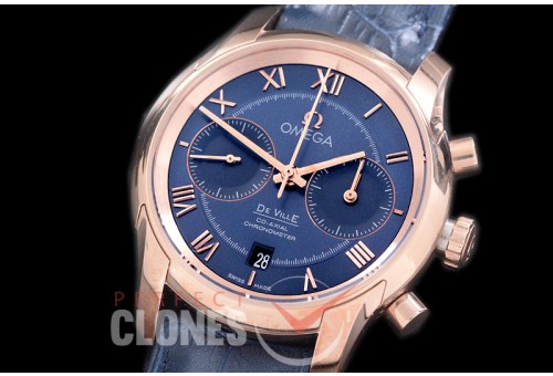 0 0 OMDE00078 Deville Chronograph SS/SS Blue Roman A-7750 Mod to Orig Movt Functions
