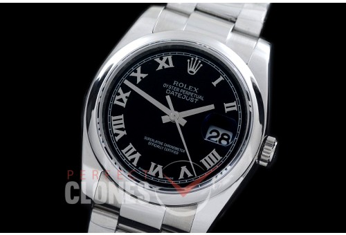 R36DJS-812 ARF/JF 116200 SS/SS Smooth/Oyster Black Roman SH 3135 904L Steel 