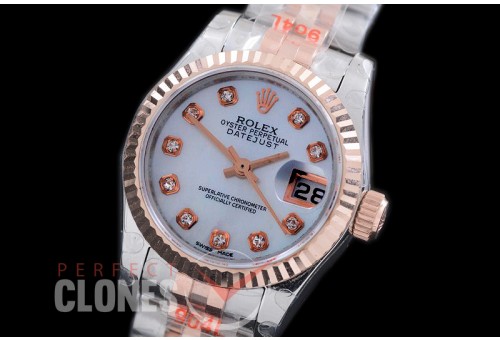 R26DJTR-908 GMF 179171 SS/RG Fluted/Jubilee MOP White Diam Swiss 2671 904L Steel 