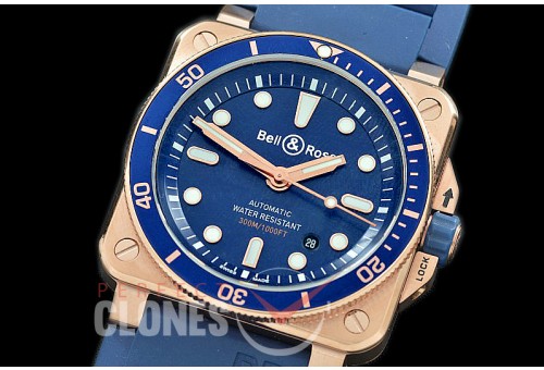0 0 0 BR03-92-057 BR03-92 Diver RG/RU Blue Miyota 9015 