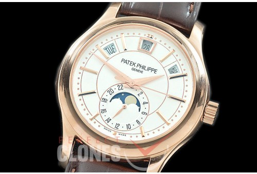 PP-5205-161 GRF 5205 V2 Annual Calendar / Moon Phase Complications RG/LE White Asian Clone Calibre 324 S QALU24H/206 Movement 