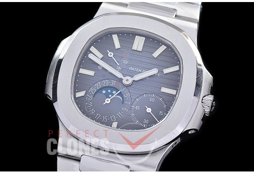 PP-5712-003S PPF V2 Nautilus 5712/1A Date/Moon Phase Power Reserve SS/SS Blue Asian Clone Calibre 320 PS IRM C LU 