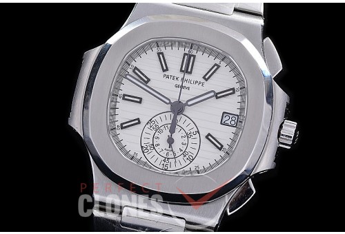 PP-5980-101S PPF Nautilus 5980 Chronograph SS/SS White Asian Clone Calibre CH28-520 C